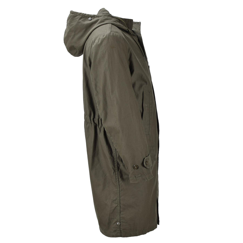 Origineel Duits militair Lang Parka Jacket Olive Hooded Field Coat Army Outdoor