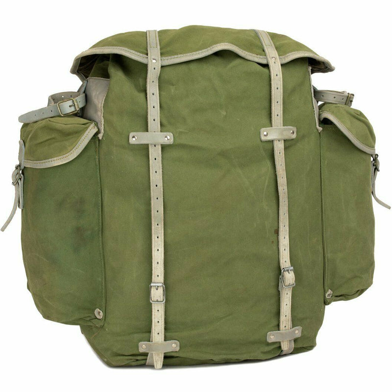 Echte Noorse militaire rugzak met frame leger canvas lederen rugzak pakket