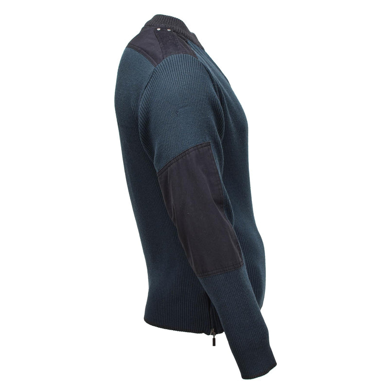 Echte Nederlandse militaire surplus Troyer Pullover Warm Quarter Zip Blue Sweater