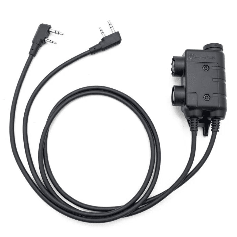 Earmor Dual PTT-adapter Kenwood Baofeng 2-pins bekabelde tactische headset zwart