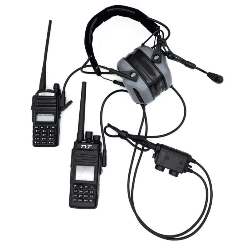 Earmor Dual PTT-adapter Kenwood Baofeng 2-pins bekabelde tactische headset zwart