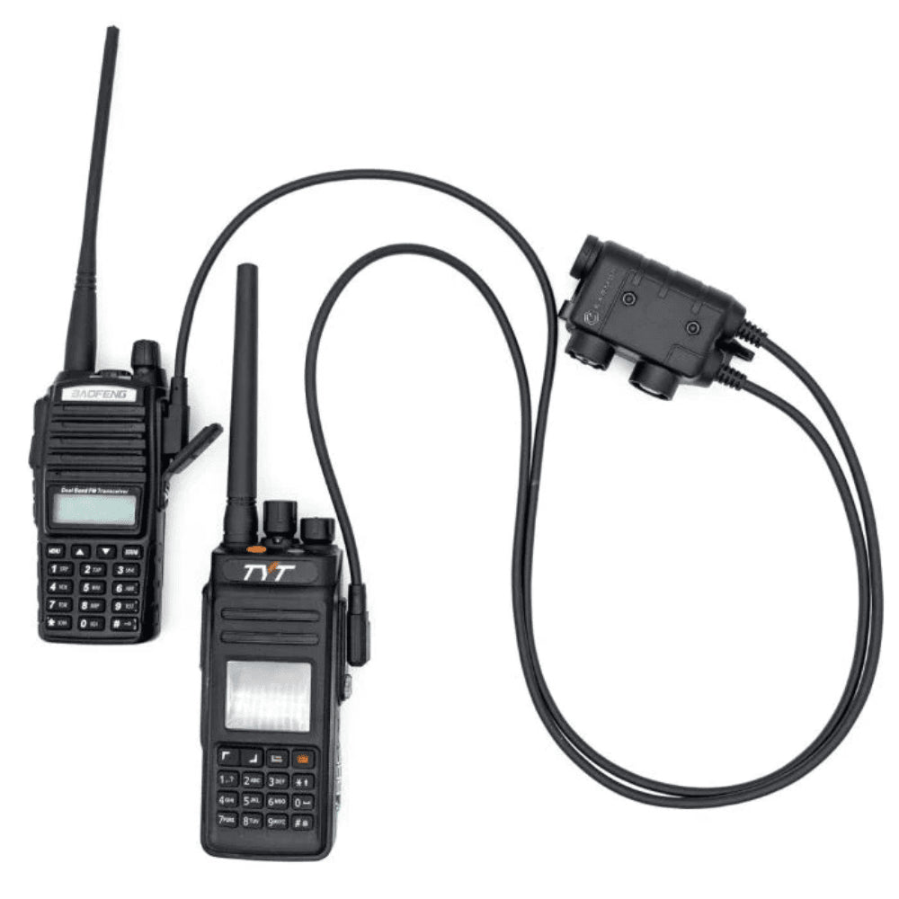 Earmor Dual PTT-adapter Kenwood Baofeng 2-pins bekabelde tactische headset zwart