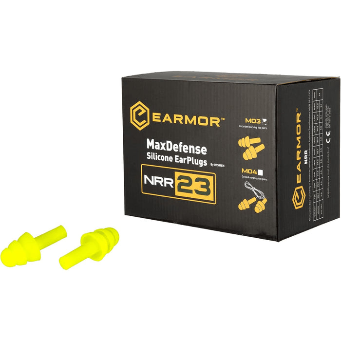 EARMOR M03 MaxDefense Silicone Ear Plugs Reusable NRR 23dB Green - GoMilitar