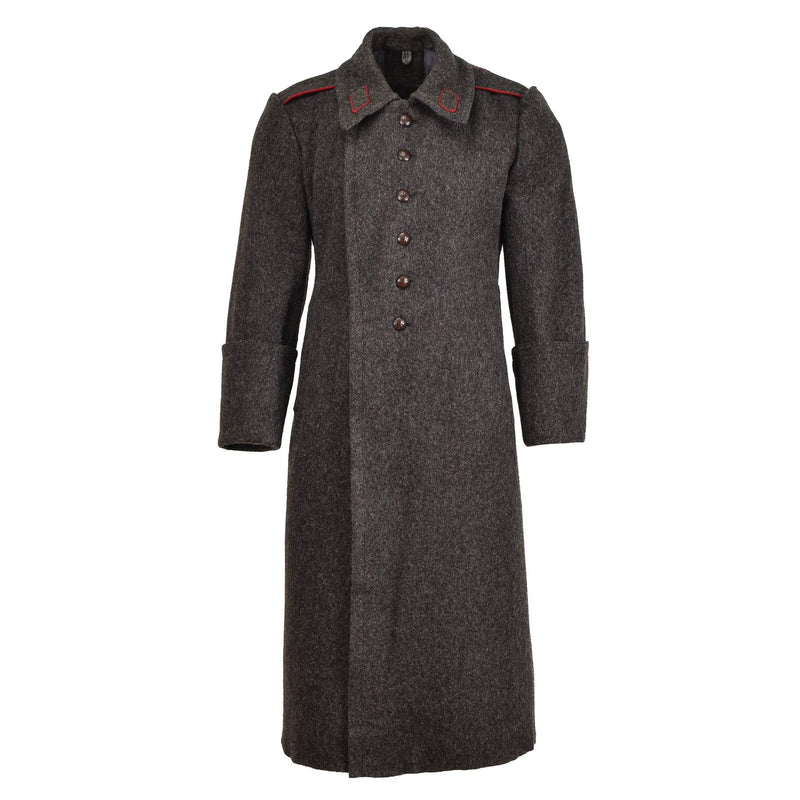 Originele Bulgaarse militaire wol lange overjas vintage winterjas formeel grijs