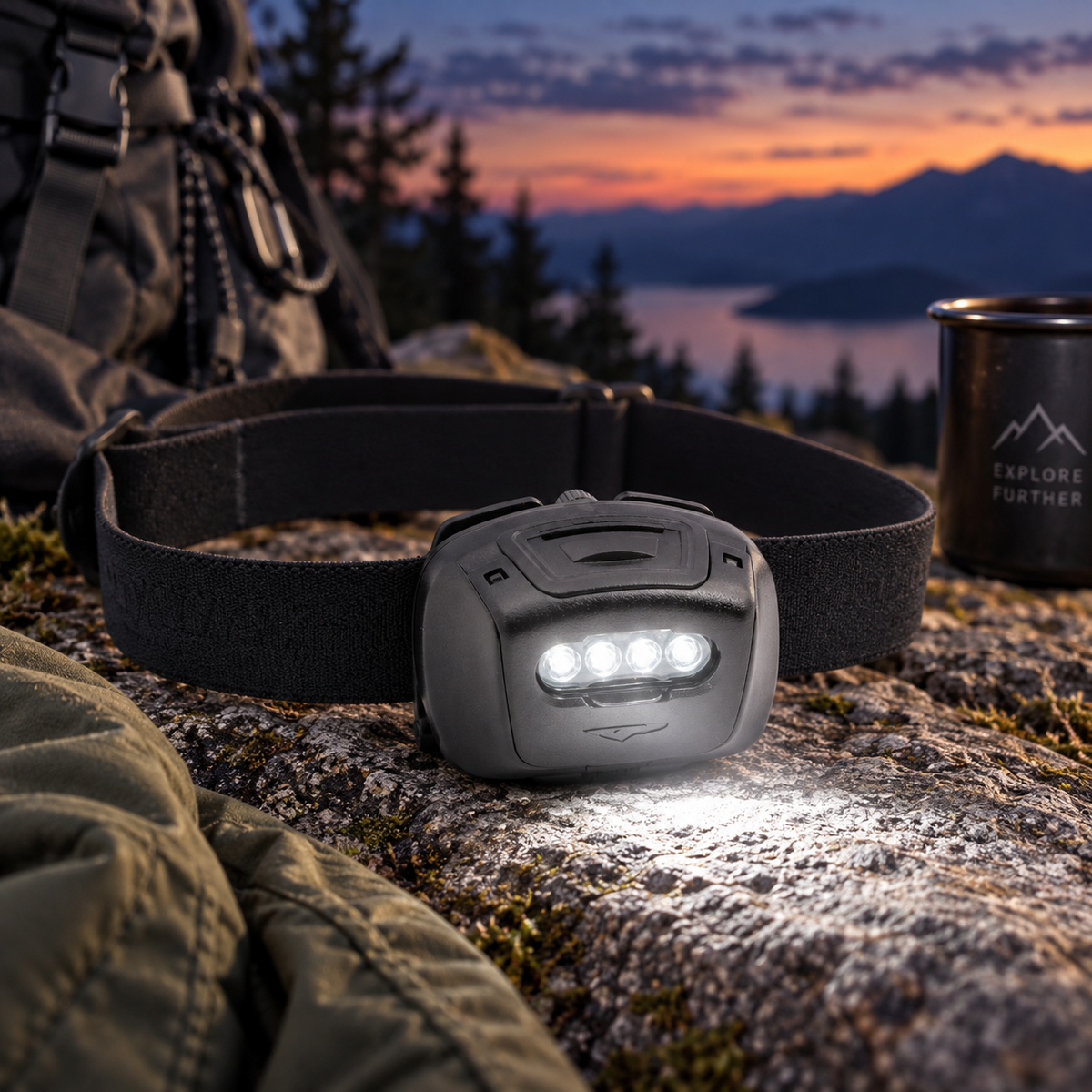Princeton-Tec Quad Tactical MPLS veelkleurige koplamp 78 lumen IPX7 zwart