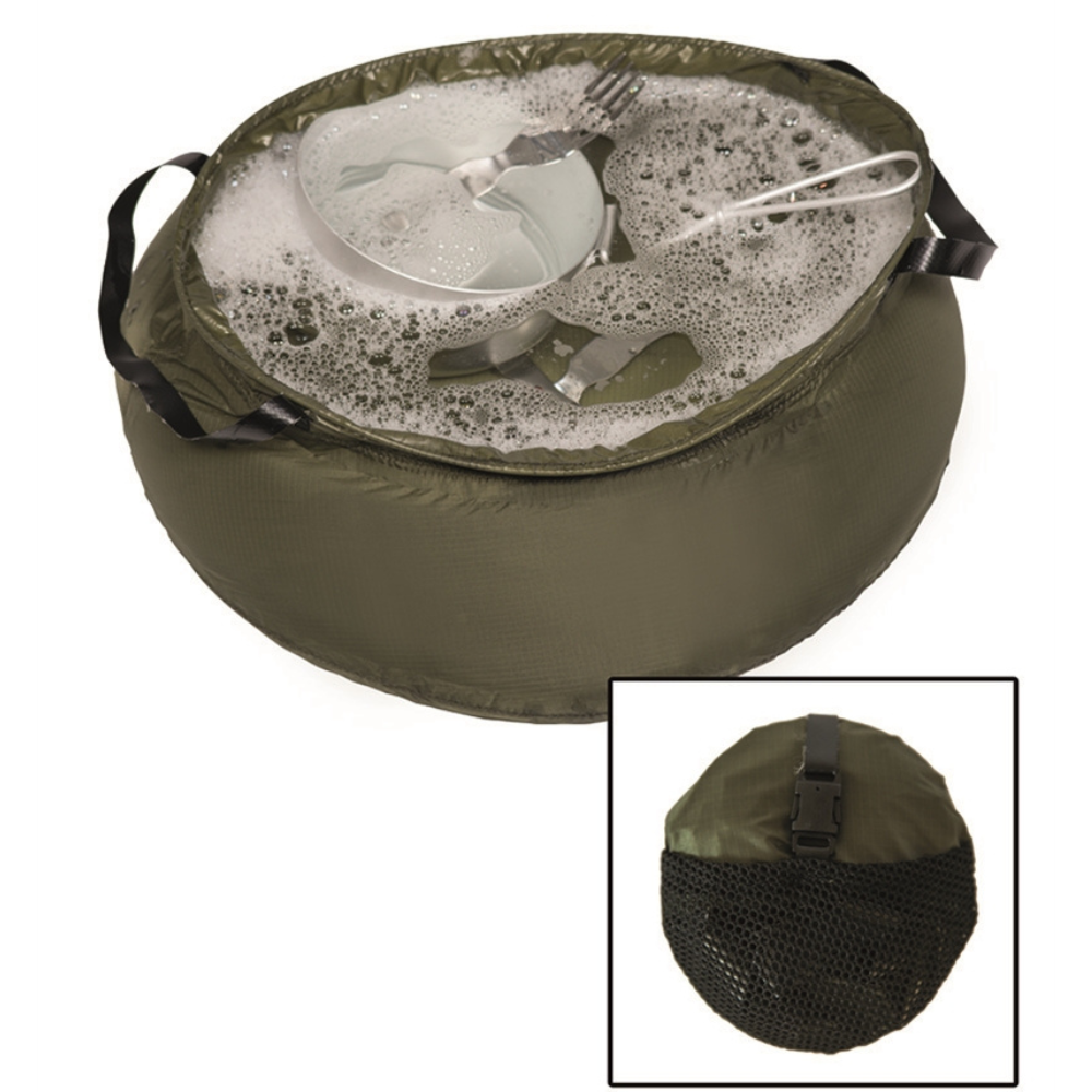Mil-Tec Opvouwbare Nylon Kom 10L OD Groen Camping Wastafel Opvouwbaar