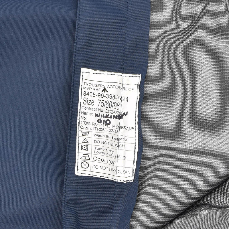 Echte Britse RAF MVP -broek Waterdichte koninklijke luchtmacht regenbroek blauw