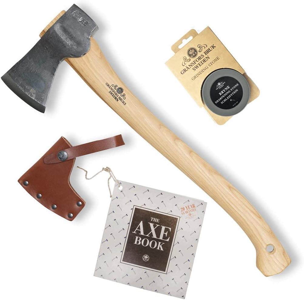 Gränsfors kleine bosbijl slijpsteen lederen schede cadeauset