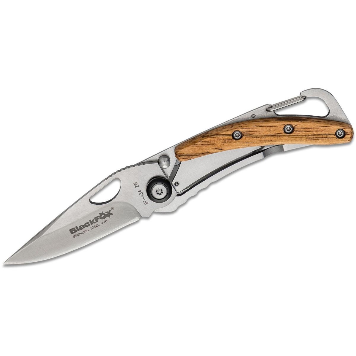 Fox Knives Brand opvouwbaar zakmes met houten handvat, gesatineerd 440 roestvrij staal