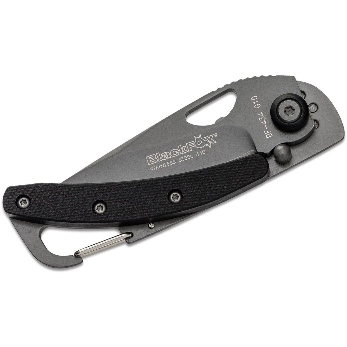 Fox Knives zakmes zwart titanium gecoat 440 staal aluminium handvat