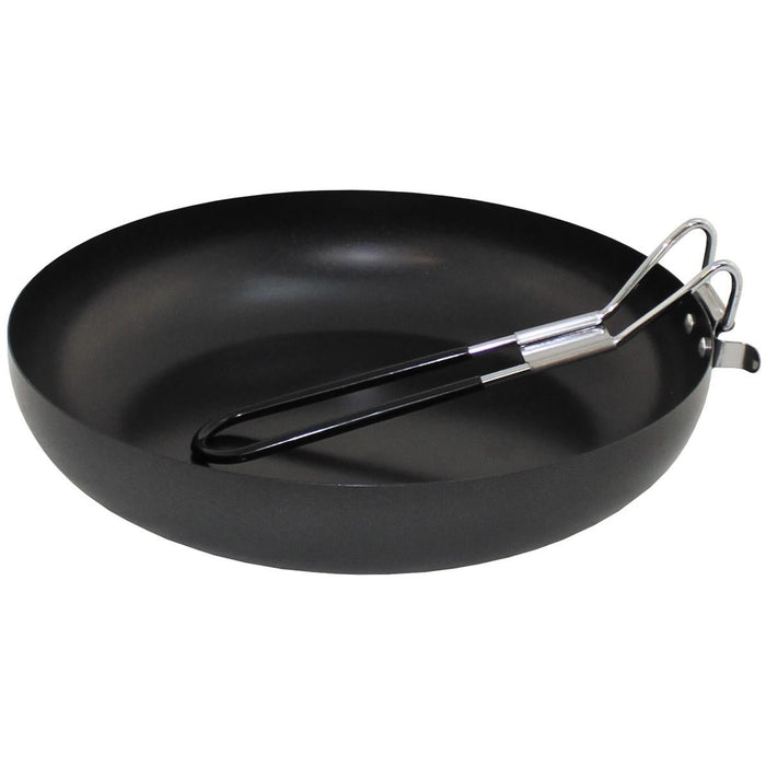 Fox Outdoor Koekenpan Stalen opvouwbare, met rubber beklede handgreep Emaille deksel Zwart, met gevouwen handgreep in vierkante afbeelding