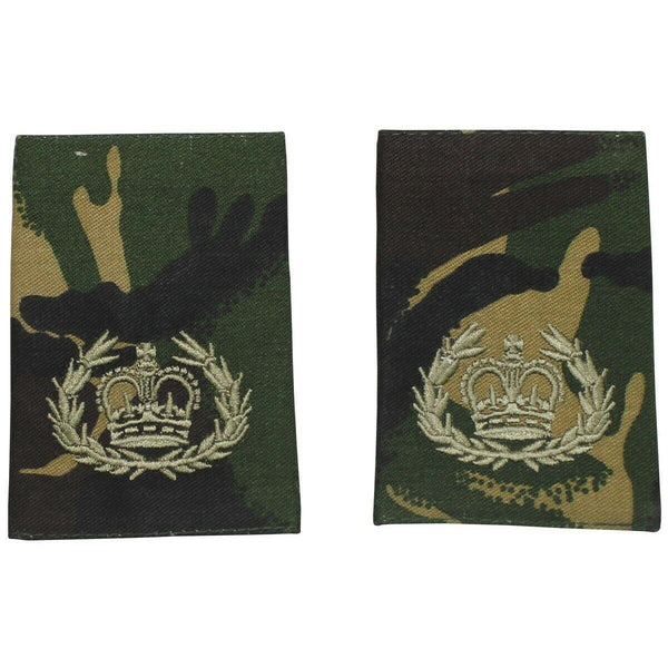 Pair of genuine British Army quartermaster sergeant shoulder loops in DPM camouflage with embroidered crown insignia