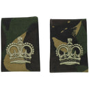Genuine British Army Sergeant Major shoulder loops with crown insignia on DPM camouflage cloth epaulets.