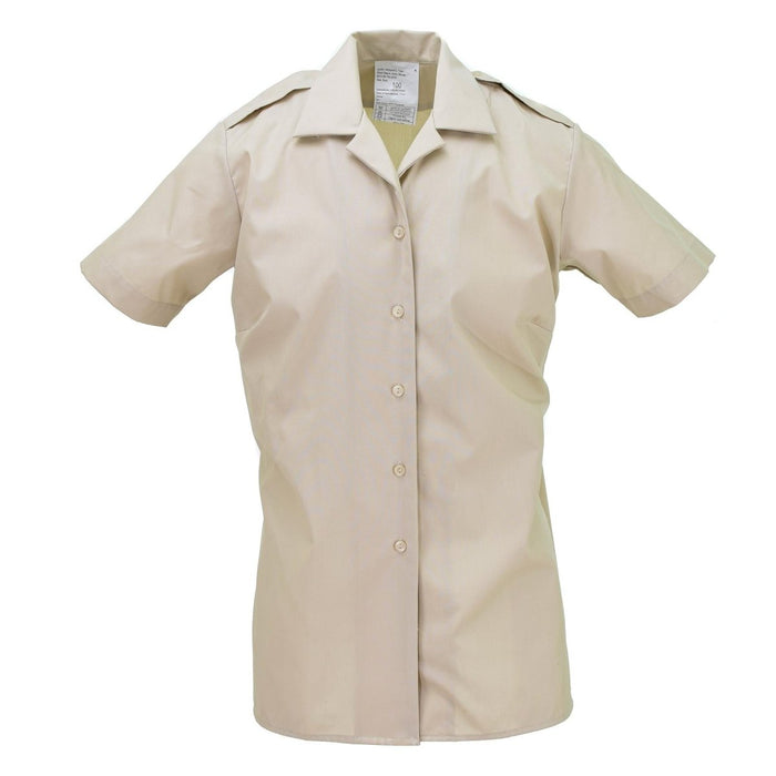 Kaki formele damesblouse met korte mouwen van het Britse leger met epauletten, duurzame hoogwaardige stof, nieuwstaat.