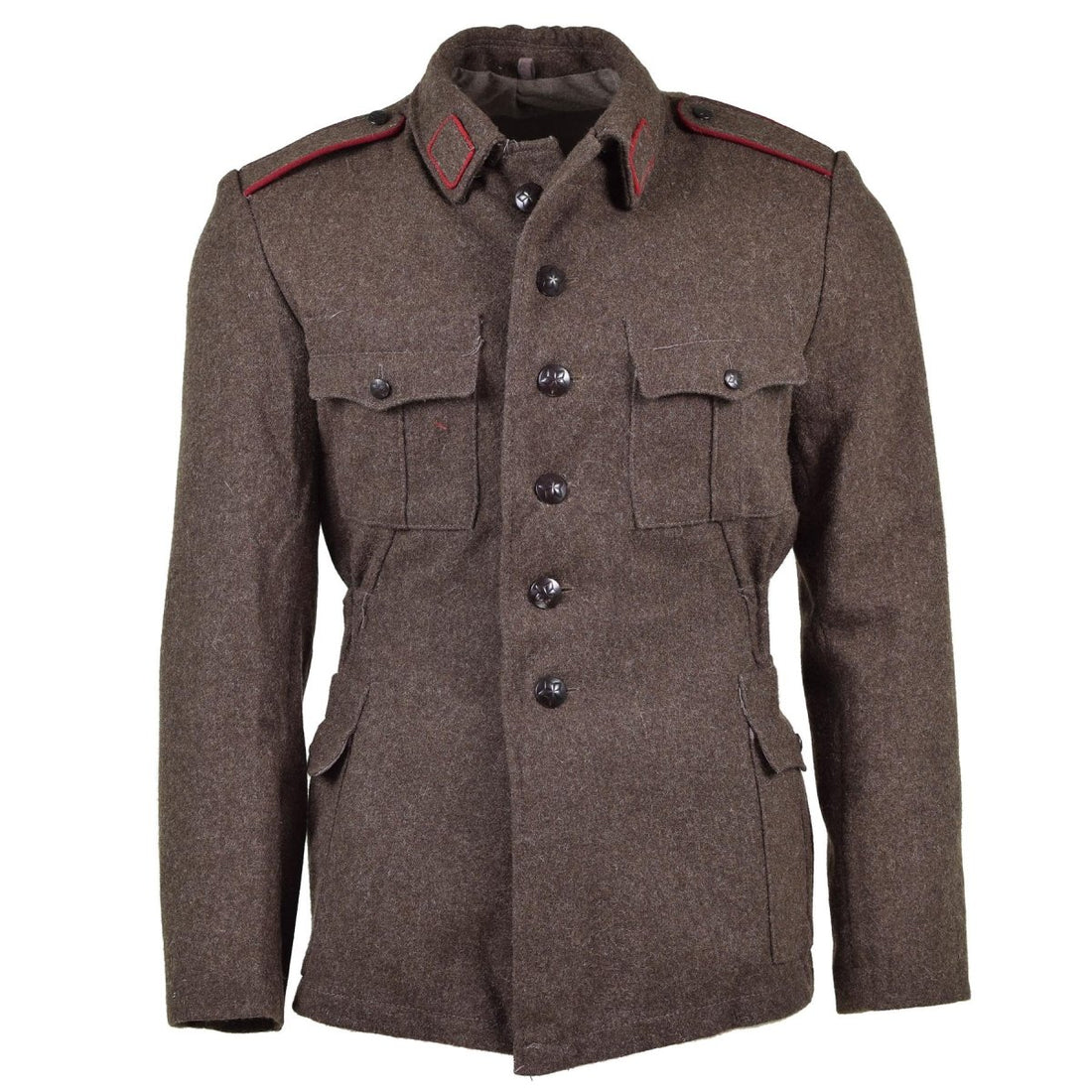 Echte Bulgaarse legerjack Wol Wol Militair-uitgegeven Surplus Uniform Grey-Brown