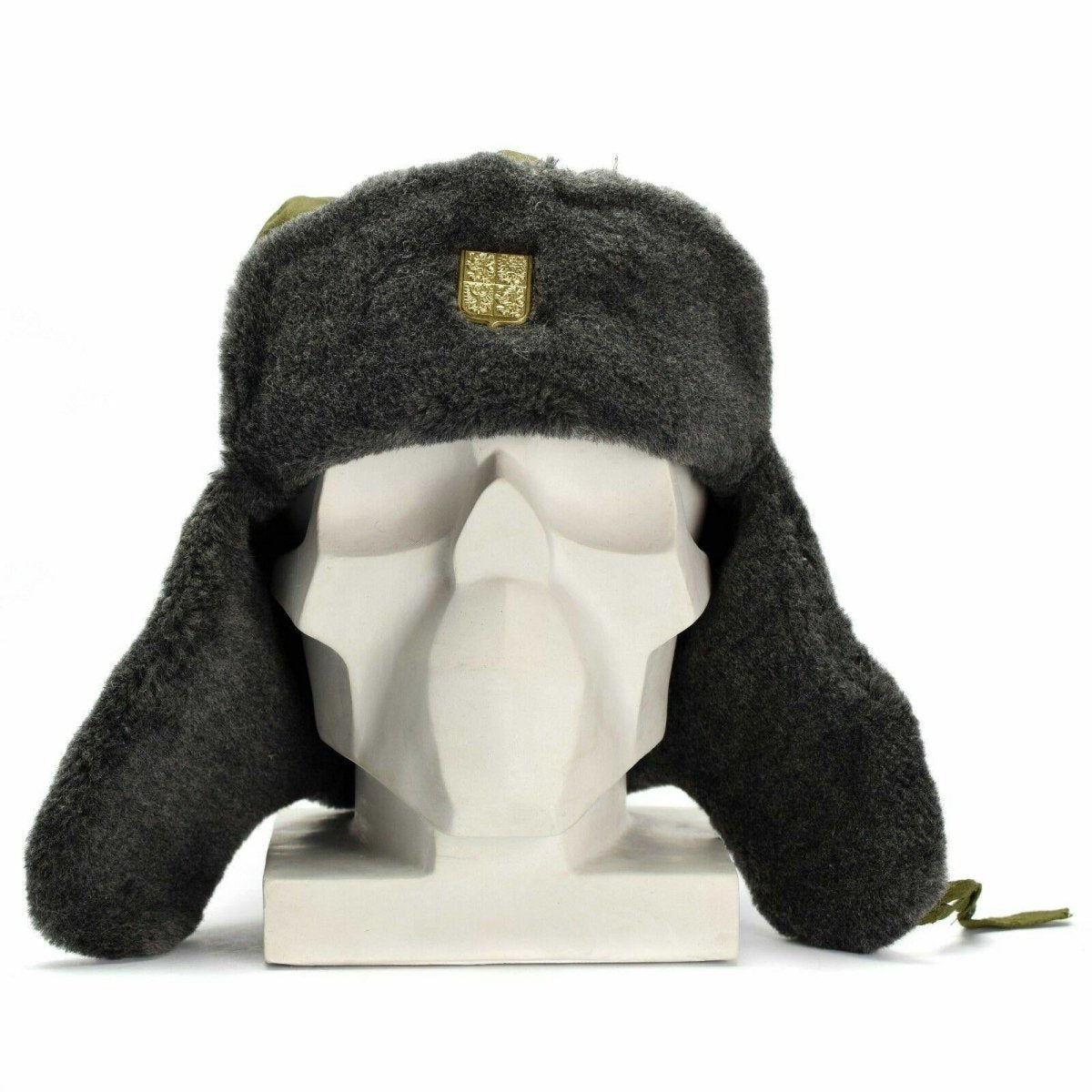 Echt Tsjechisch leger Cap Militaire winterhoed ushanka grijze olijfhoed met badge nieuw