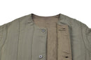 Genuine Czech Army M60 quilted jacket liner with button-up front and insulated cotton lining for cold weather.