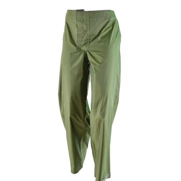 Vintage echte Deense leger olijfkleurige waterdichte regenbroek gemaakt van duurzaam lichtgewicht polyamide stof