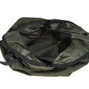 Open Genuine Dutch army olive green sleeping bag carrier pouch with zipper and durable fabric visible interior