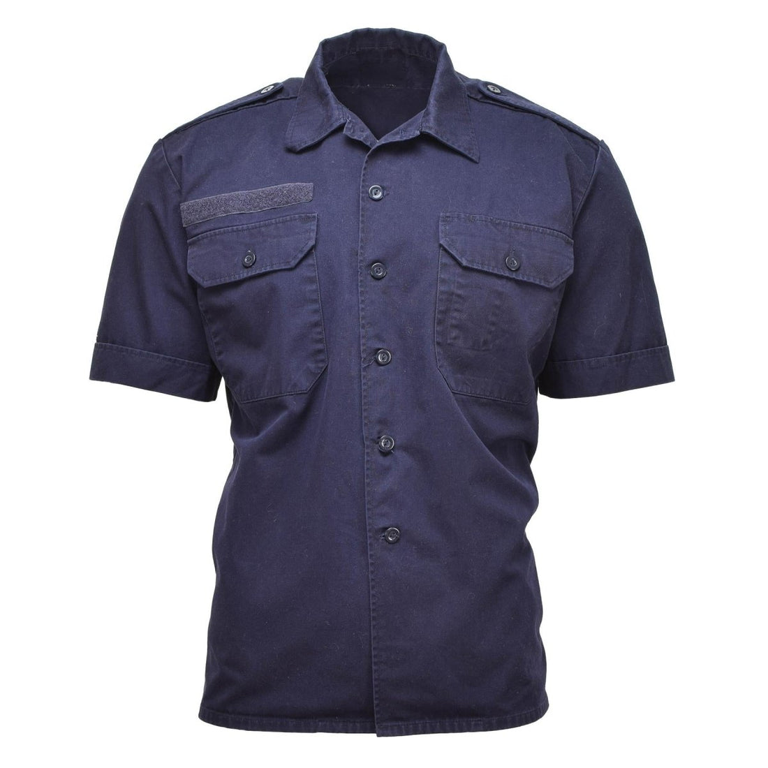 Echte Nederlandse militaire shirts Korte mouwen Korthuids vaste blauw militair surplus geknoopt