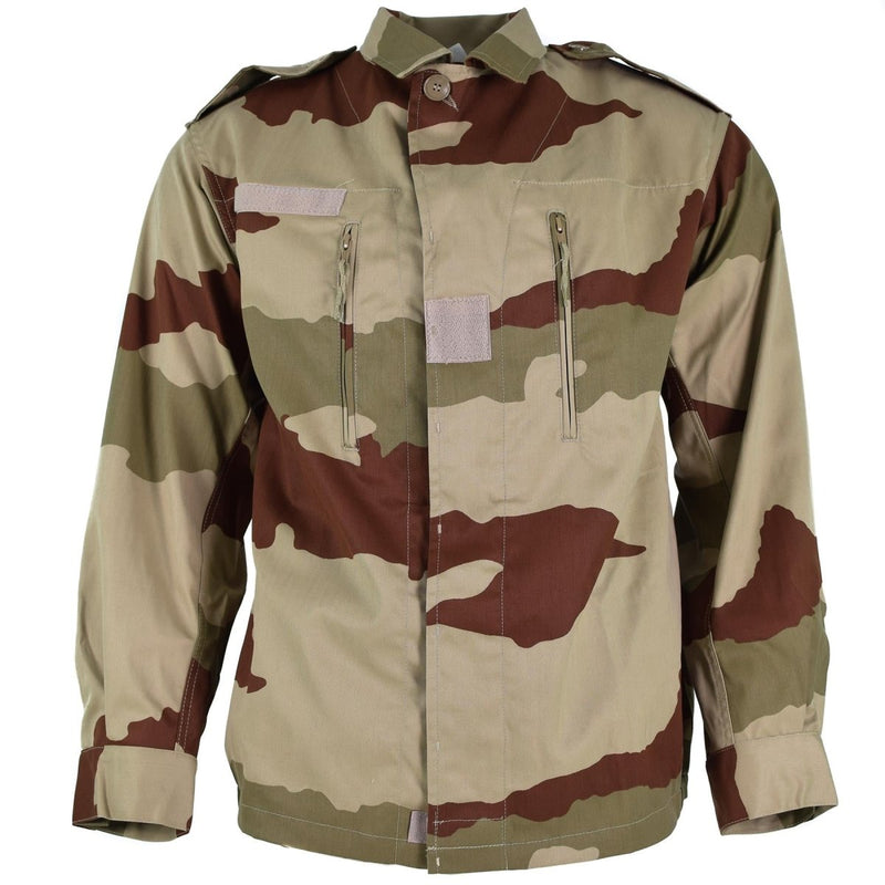 French Army F2 Desert Camouflage Jacket with zipped chest pockets and epaulets, durable military surplus design