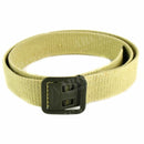 Genuine French military canvas belt in sand khaki with durable olive metal buckle, adjustable for comfort and tactical use