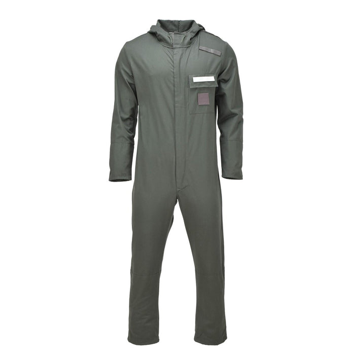 Echte overall jumpsuit met capuchon van de Franse militaire luchtmacht voor koud weer, nieuw met lange mouwen en ritssluiting aan de voorkant