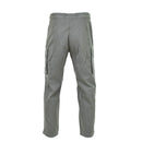 Back view of genuine French military gray cargo air force pants with reinforced knees and side pockets