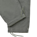 Close-up of gray reinforced knee Genuine French Military Air Forces cargo pants with drawstring cuffs