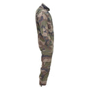 Side view of genuine French military mechanic jumpsuit with CCE camouflage and roomy fit design