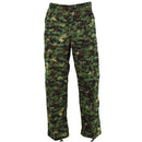 Genuine Guinea Bissau military ripstop jungle camouflage pants with adjustable waist, reinforced knees, and durable polycotton blend.