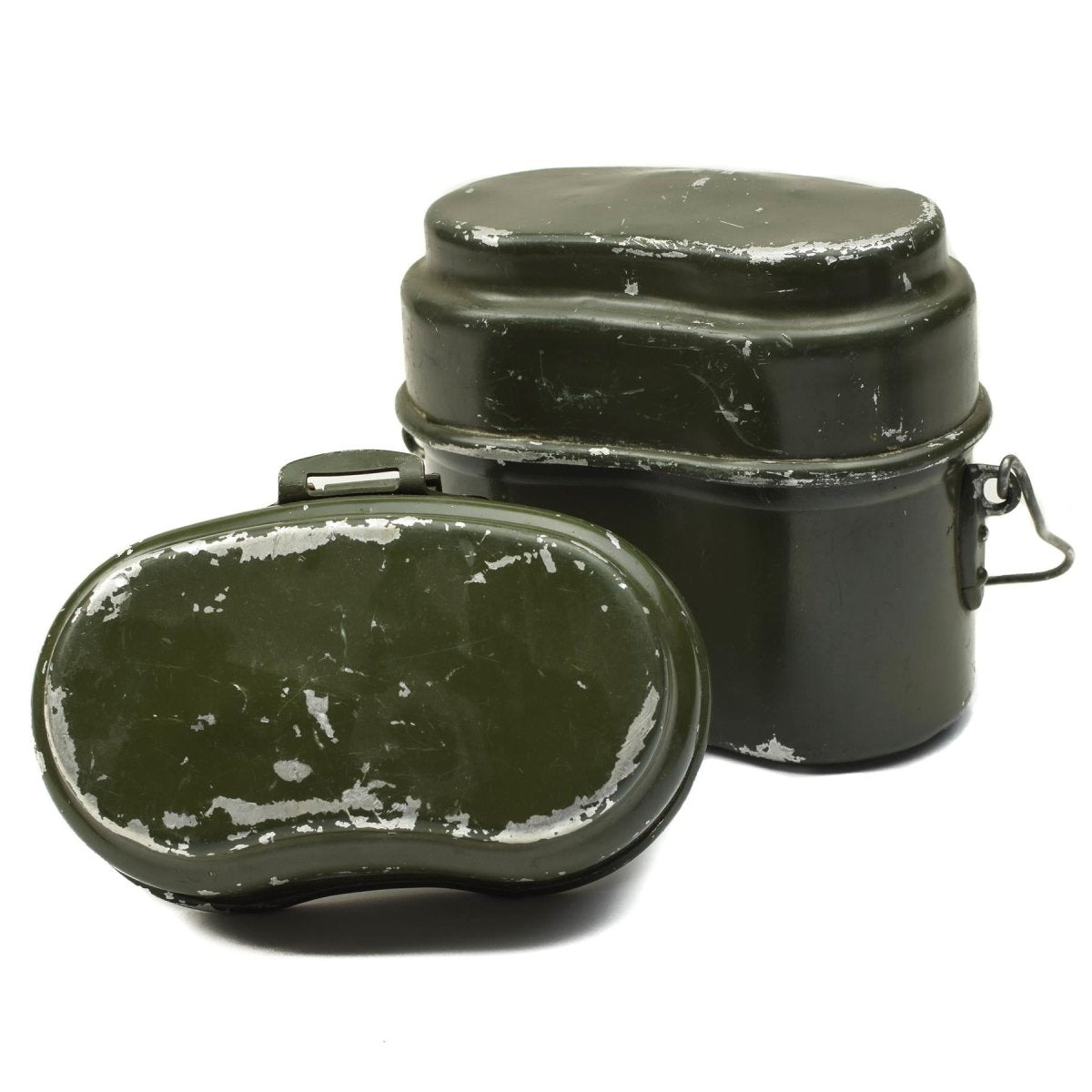 Echt Hongaarse leger puinhoop kit. Aluminium militaire bowler pot 2pcs set