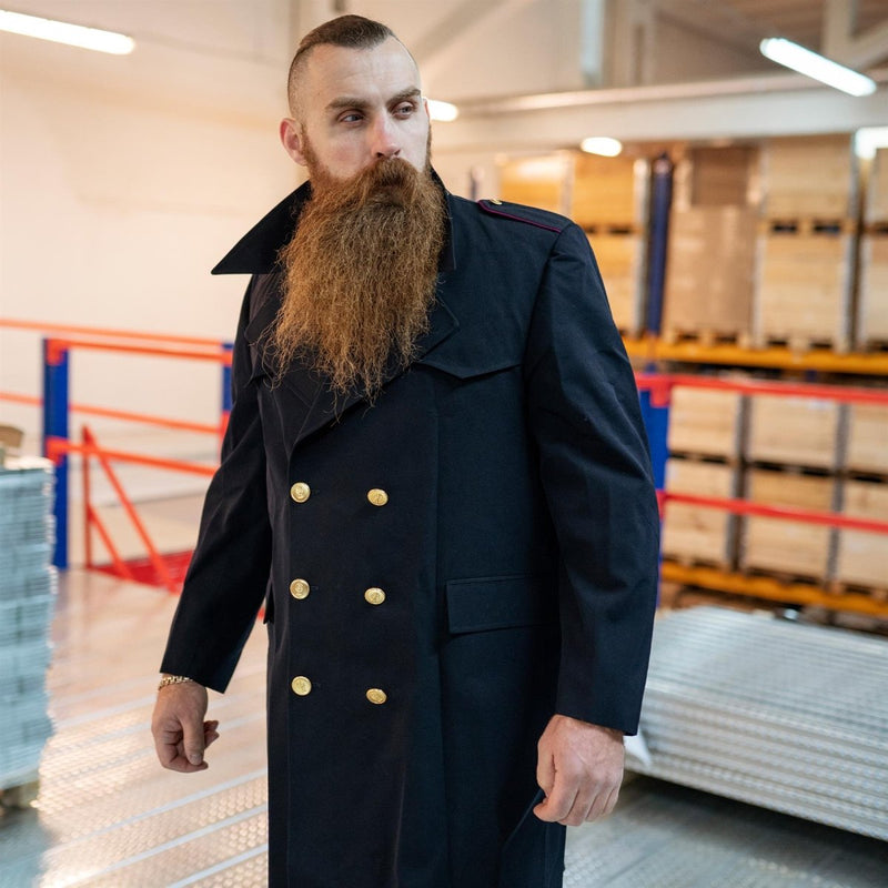 Genuine Italian army navy Coat black long officer Italy police wool rayon NEW - GoMilitar