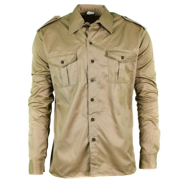 Echt Italiaans legershirt vermoeidheidsoverschot chino kaki militaire lange mouw NIEUW - GoMilitar