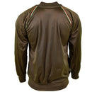 Brown Italian Army training tracksuit jacket with elastic cuffs and tricolor stripe detail on shoulders back view
