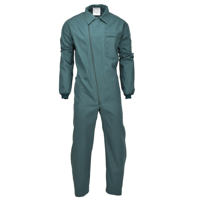 Echte Spaanse militaire groene ripstop overall met ritssluiting aan de voorkant, borstzak en elastische manchetten, nieuwe leger jumpsuit.