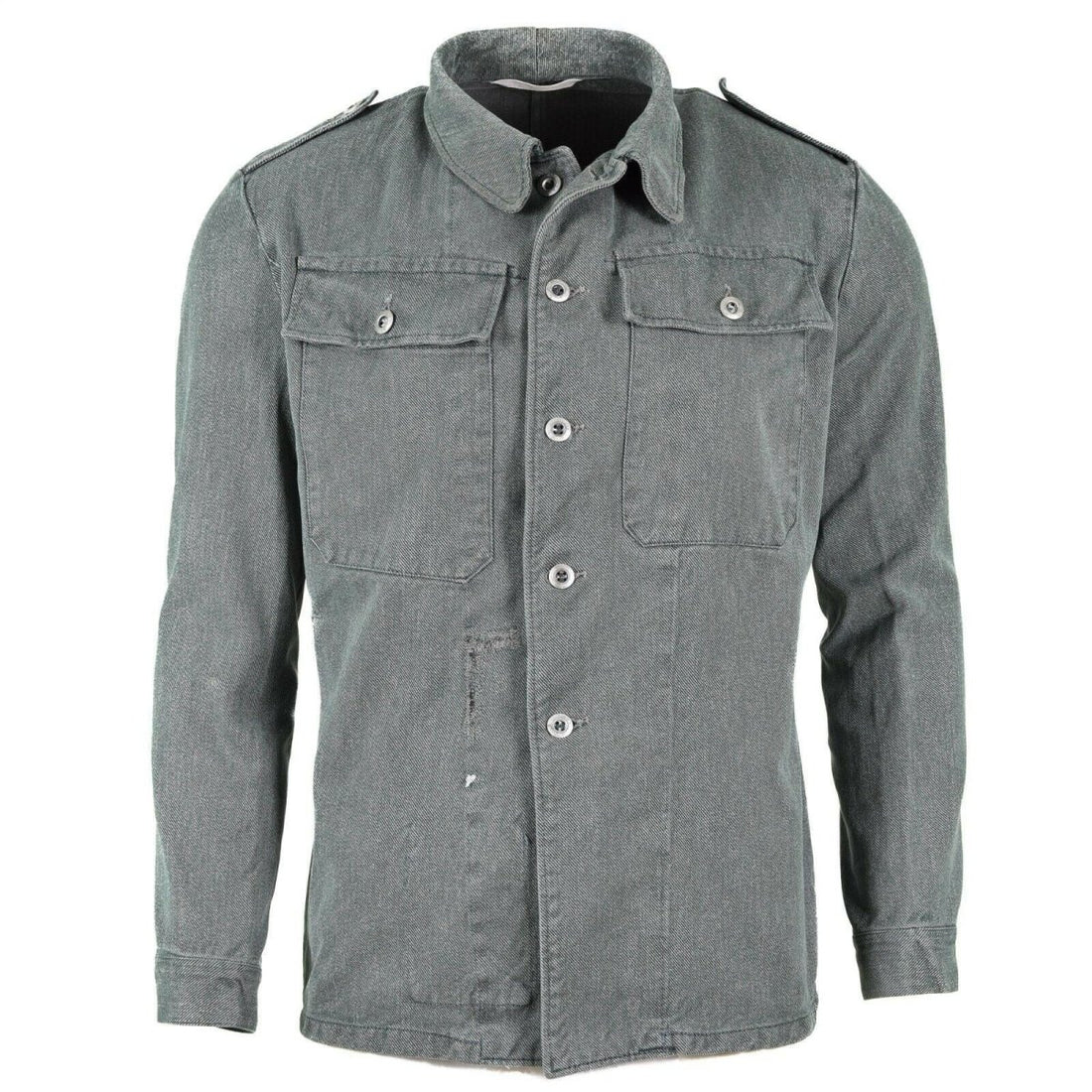 Echt Zwitserse legerwerk jas denim militaire jas grijs vintage overschot