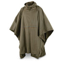 Vintage German army olive green waterproof hooded rain poncho shelter cape for wet weather protection