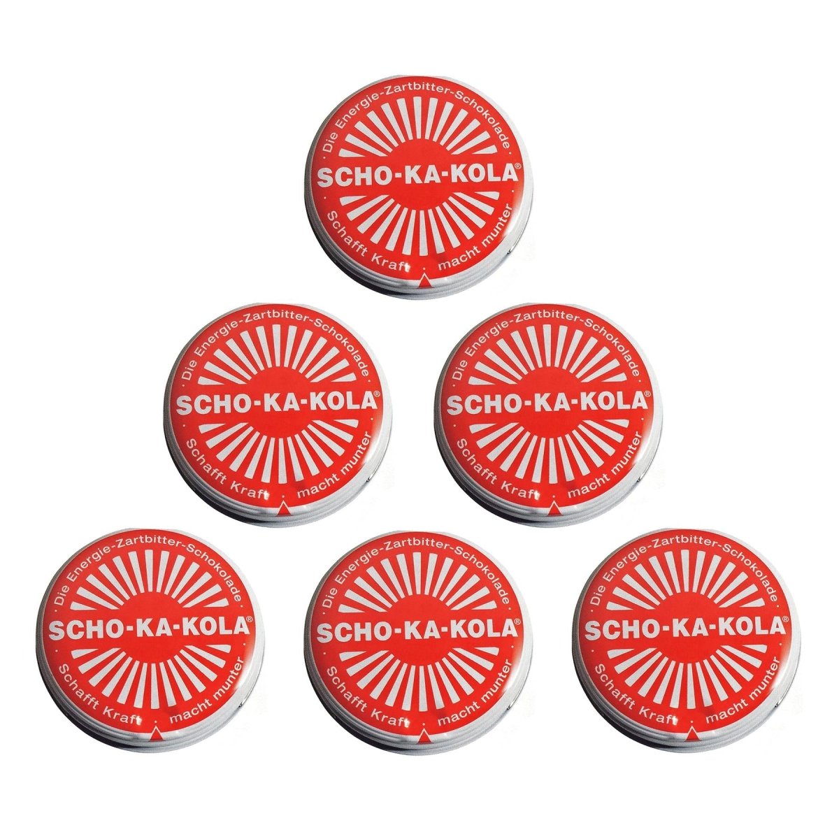 Duitse energie donkere chocolade Scho-Ka-Kola cafeïne & cola noot 100 g tin blikje