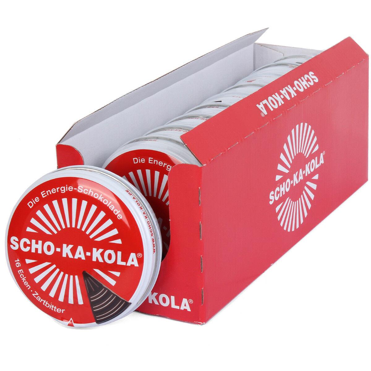 Duitse energie donkere chocolade Scho-Ka-Kola cafeïne & cola noot 100 g tin blikje