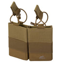 Helikon-Tex double rifle magazine pouch in tan Cordura 500D with MOLLE attachment for tactical gear.