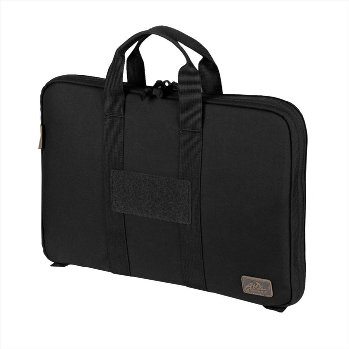 Zwarte Helikon-Tex portemonnee met dubbele pistoolpistooltas, gemaakt van duurzaam Cordura nylon met dubbele handvatten en gewatteerde binnenbescherming