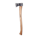 Hultafors Qvarfot felling axe with long hickory handle and sharpened carbon steel head for forestry tasks.