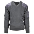 Italiaanse militaire pullover grijs wol commando v-neck trui versterkte ellebogen