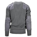 Italiaanse militaire pullover grijs wol commando v-neck trui versterkte ellebogen