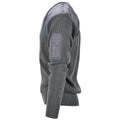 Italiaanse militaire pullover grijs wol commando v-neck trui versterkte ellebogen