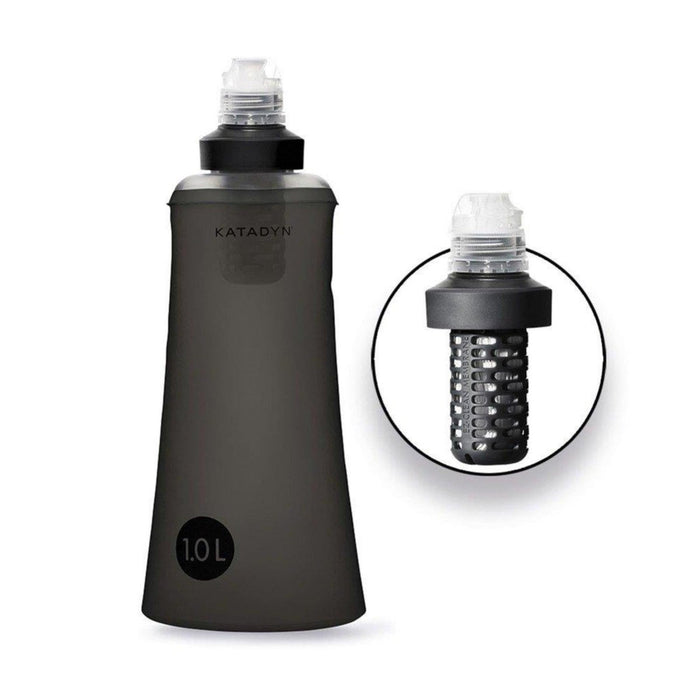 Katadyn BeFree Tactical 1,0L zwarte waterfilterfles met verwijderbaar filtersysteem voor buitengebruik