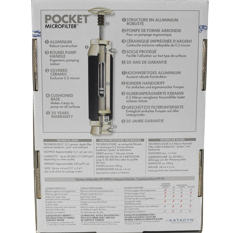 Katadyn Pocket Water Filter Langdurige camping noodzuiveringspremie