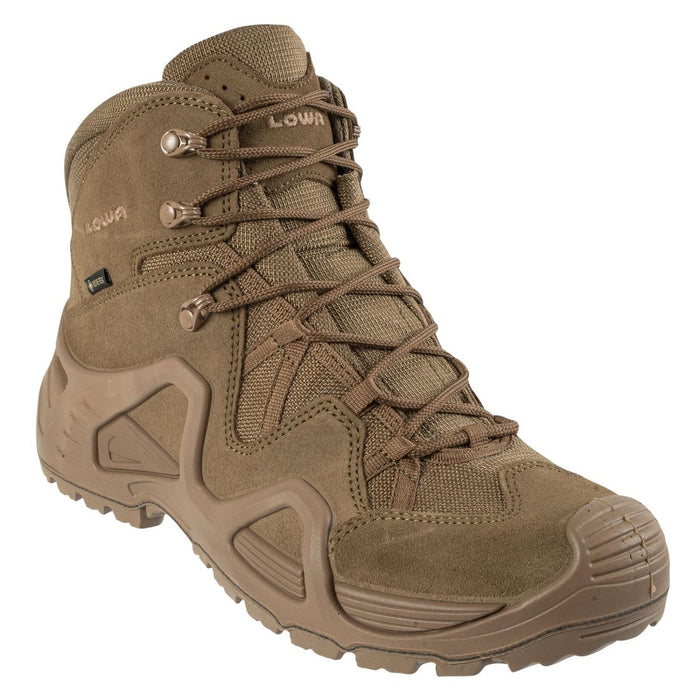 Lowa Zephyr GTX Mid TF tactical boot in coyote brown with GORE-TEX membrane and rugged sole for water resistance