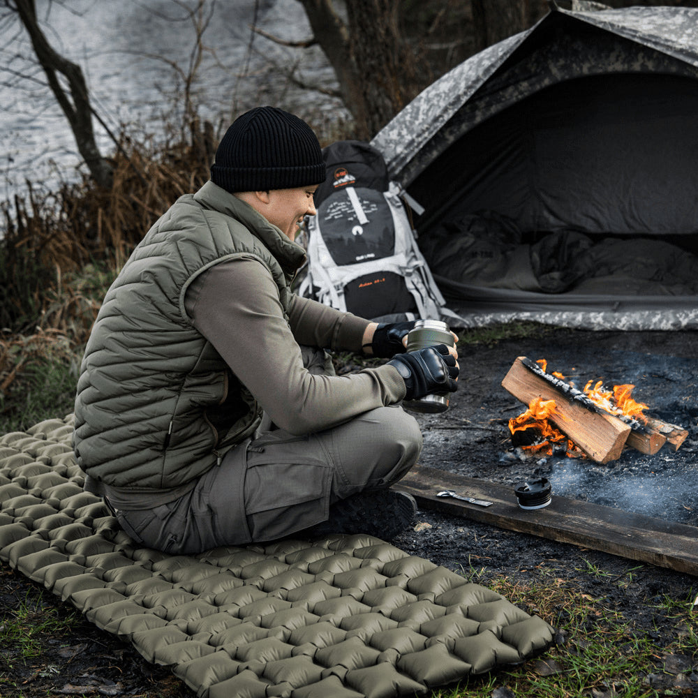 M-TAC opblaasbaar slaapmatje 195x58x5cm lichtgewicht campingmat olijf